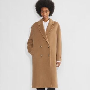 Aritzia Camel Double-Breasted Wool Trench Coat